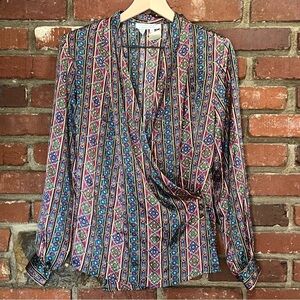 Laura & Jayne Collection vintage long sleeve wrap blouse size 8 NWT shoulder pad